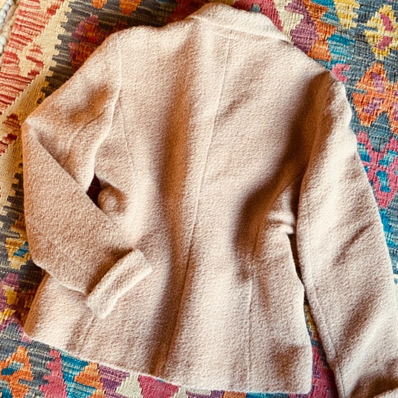 Vintage Wool-Mohair-Alpaga Winter Jacket Camel Tan Brown Oversize Cozy Blazer - Picture 3 of 8